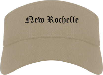 New Rochelle New York NY Old English Mens Visor Cap Hat Khaki