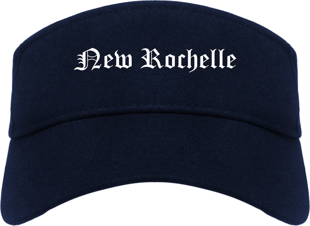 New Rochelle New York NY Old English Mens Visor Cap Hat Navy Blue