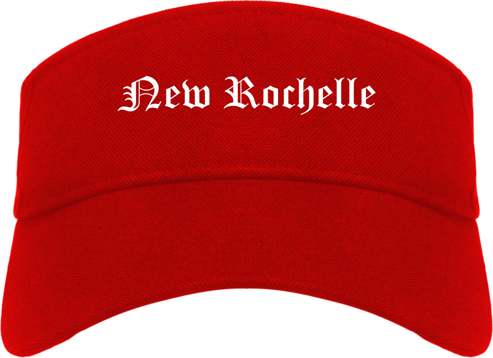 New Rochelle New York NY Old English Mens Visor Cap Hat Red