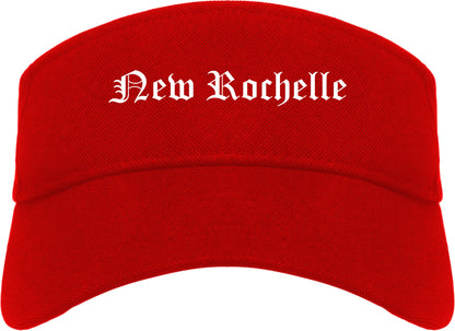New Rochelle New York NY Old English Mens Visor Cap Hat Red