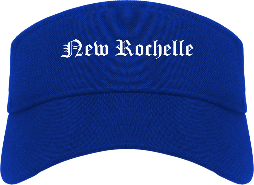 New Rochelle New York NY Old English Mens Visor Cap Hat Royal Blue