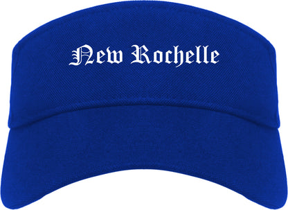 New Rochelle New York NY Old English Mens Visor Cap Hat Royal Blue