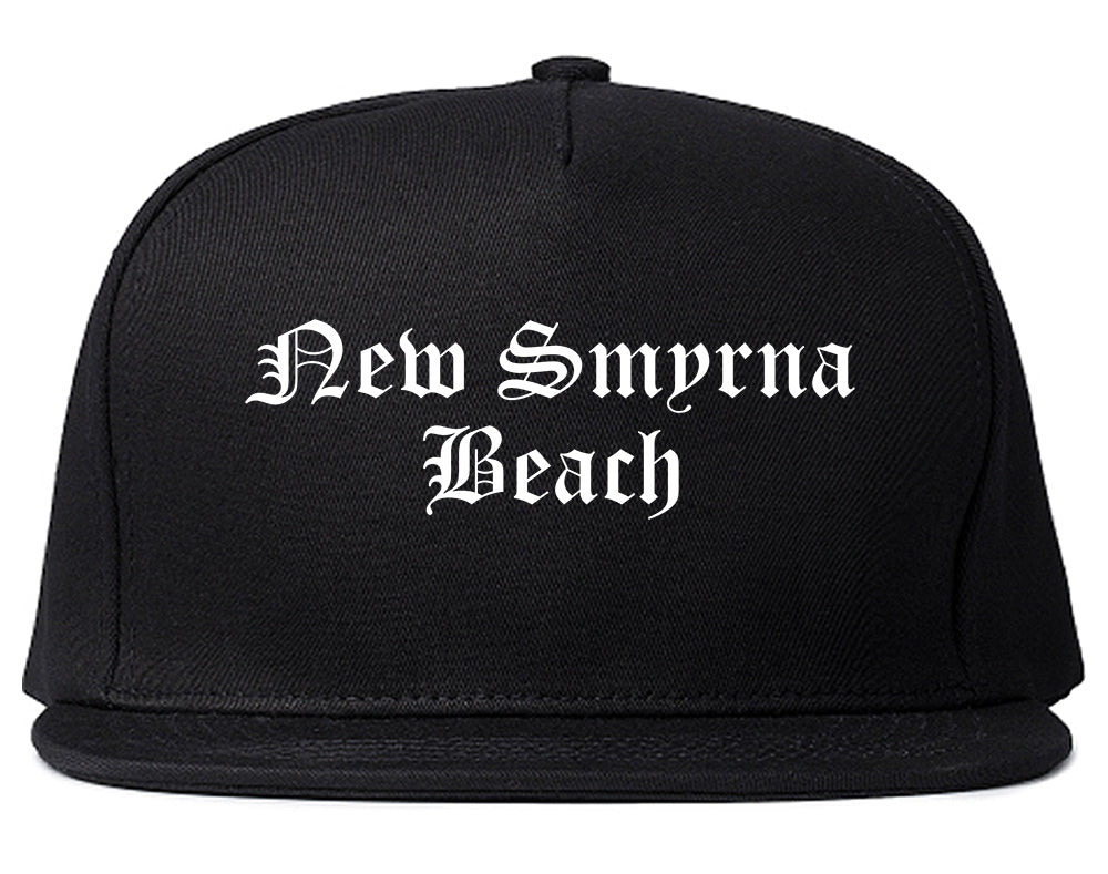 New Smyrna Beach Florida FL Old English Mens Snapback Hat Black