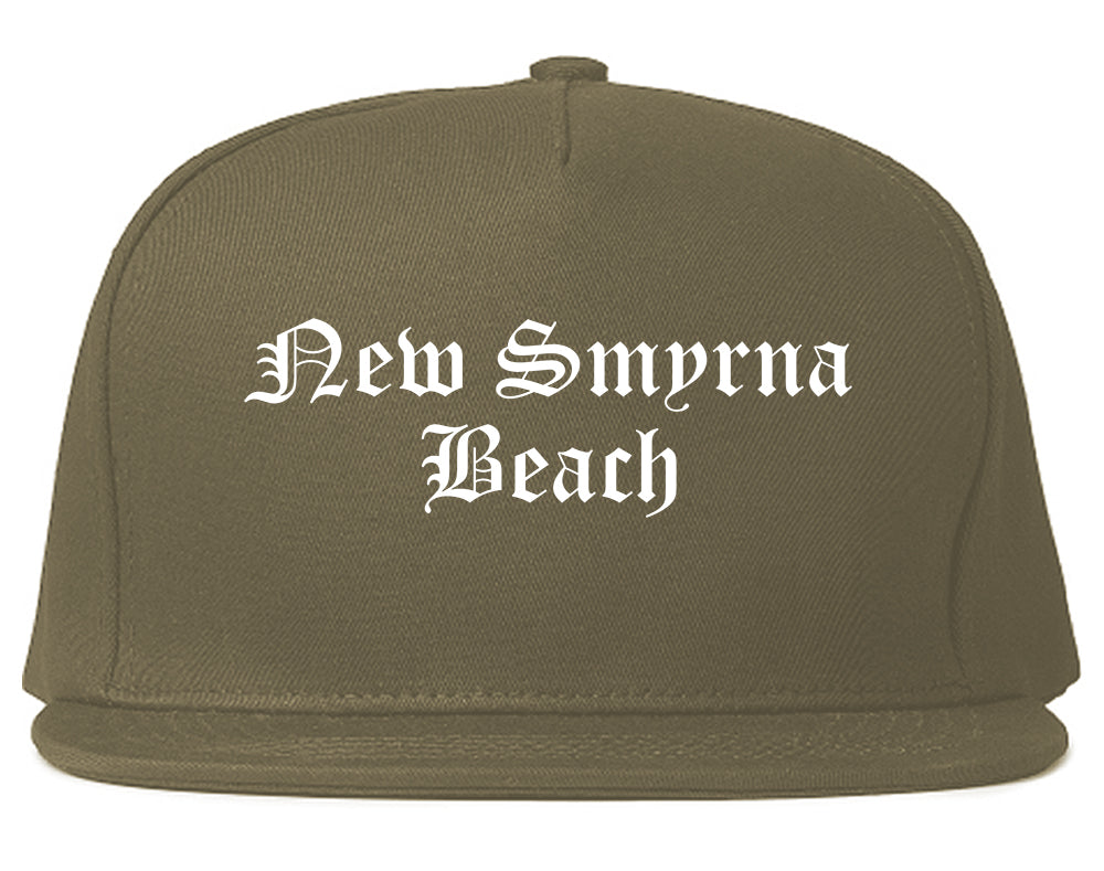 New Smyrna Beach Florida FL Old English Mens Snapback Hat Grey