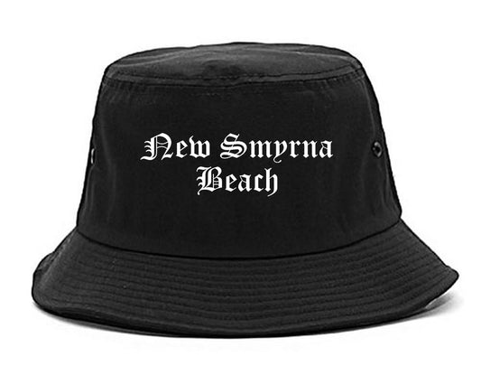 New Smyrna Beach Florida FL Old English Mens Bucket Hat Black