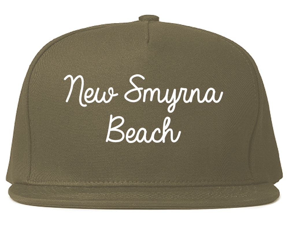 New Smyrna Beach Florida FL Script Mens Snapback Hat Grey