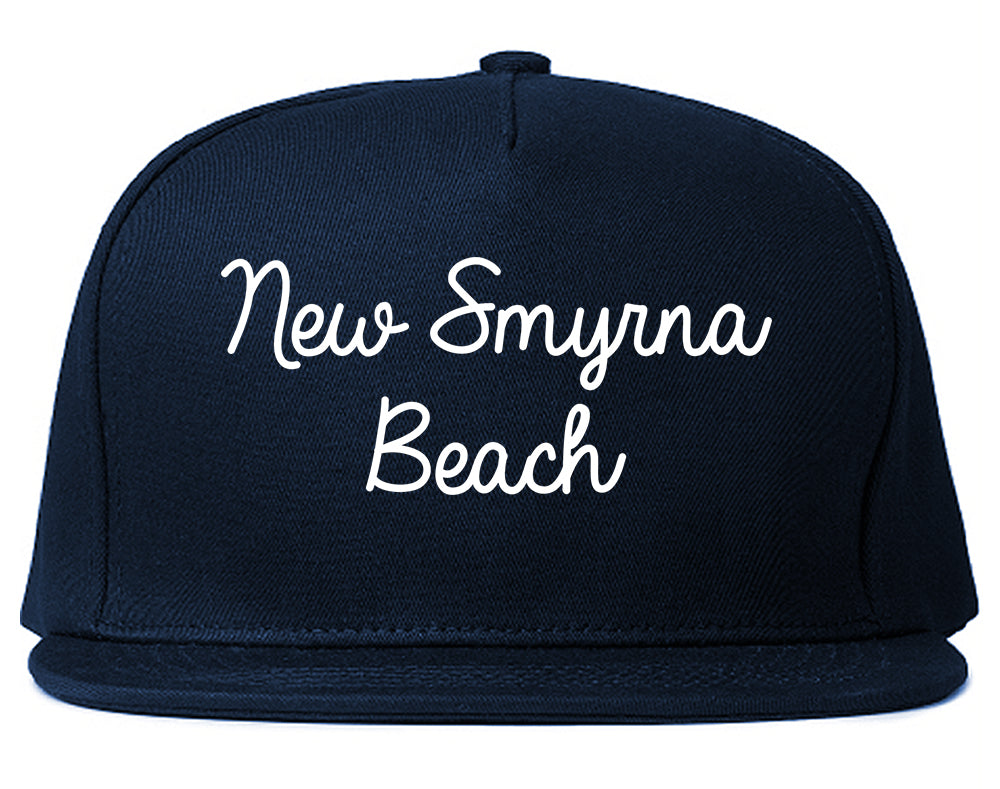 New Smyrna Beach Florida FL Script Mens Snapback Hat Navy Blue