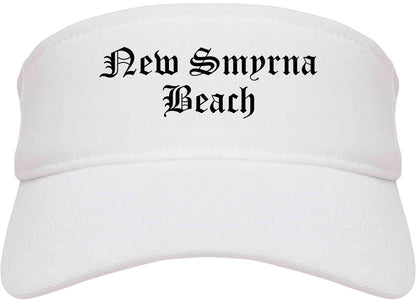 New Smyrna Beach Florida FL Old English Mens Visor Cap Hat White