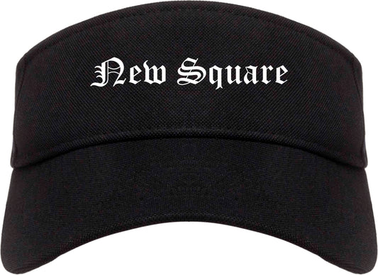 New Square New York NY Old English Mens Visor Cap Hat Black