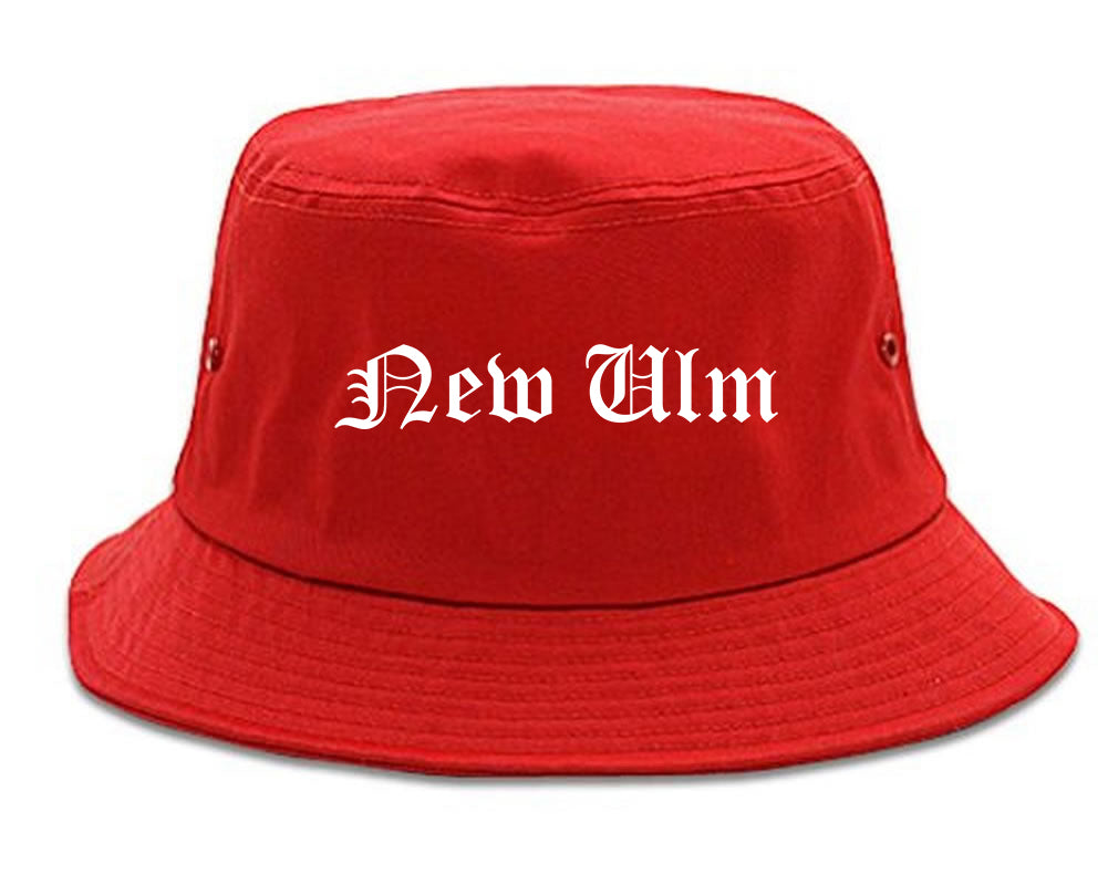 New Ulm Minnesota MN Old English Mens Bucket Hat Red