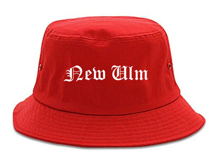 New Ulm Minnesota MN Old English Mens Bucket Hat Red