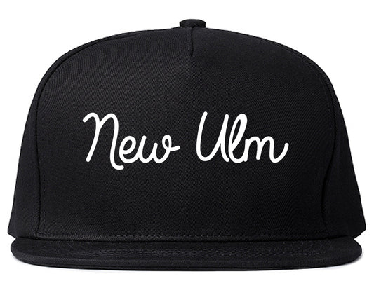 New Ulm Minnesota MN Script Mens Snapback Hat Black