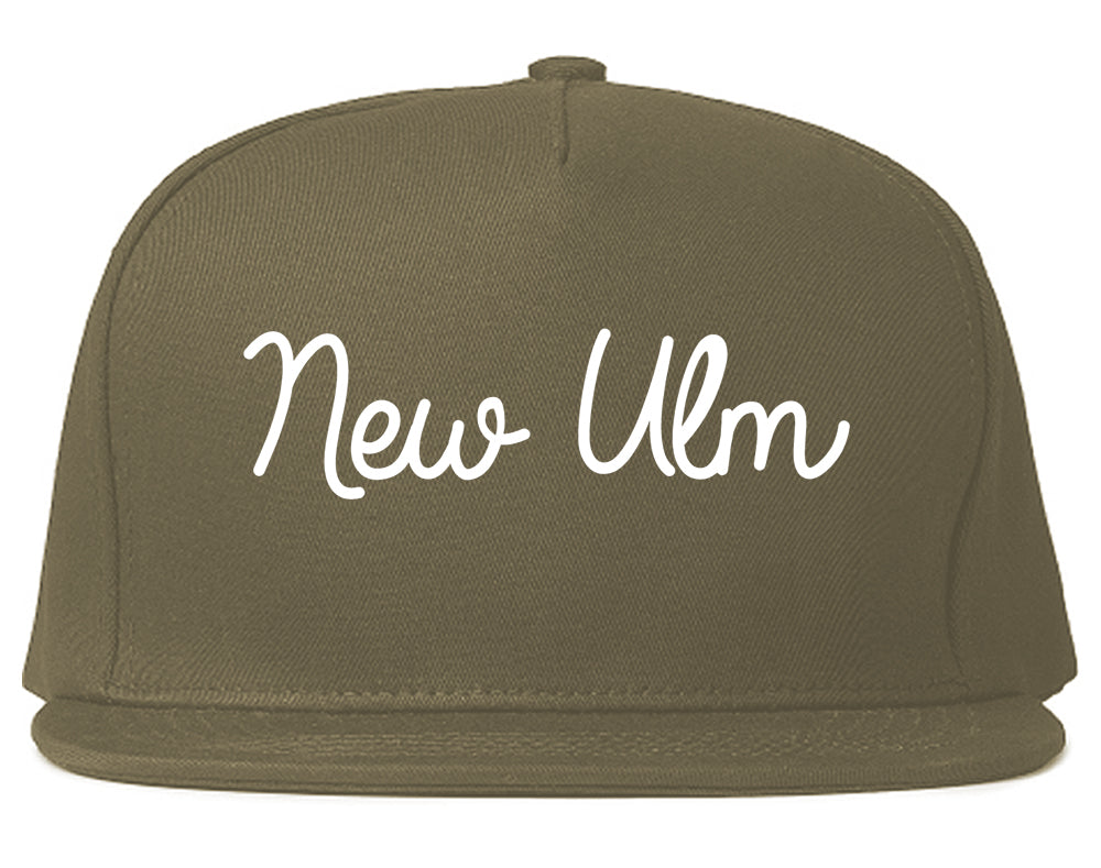New Ulm Minnesota MN Script Mens Snapback Hat Grey