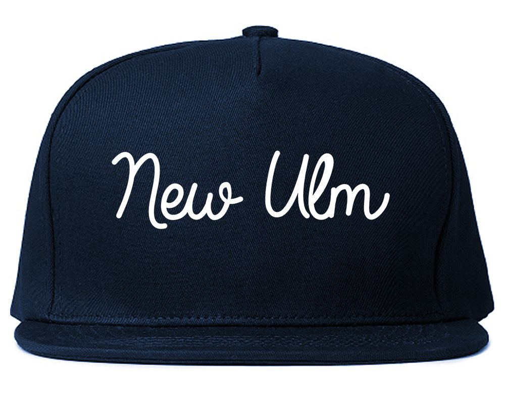 New Ulm Minnesota MN Script Mens Snapback Hat Navy Blue