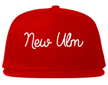 New Ulm Minnesota MN Script Mens Snapback Hat Red