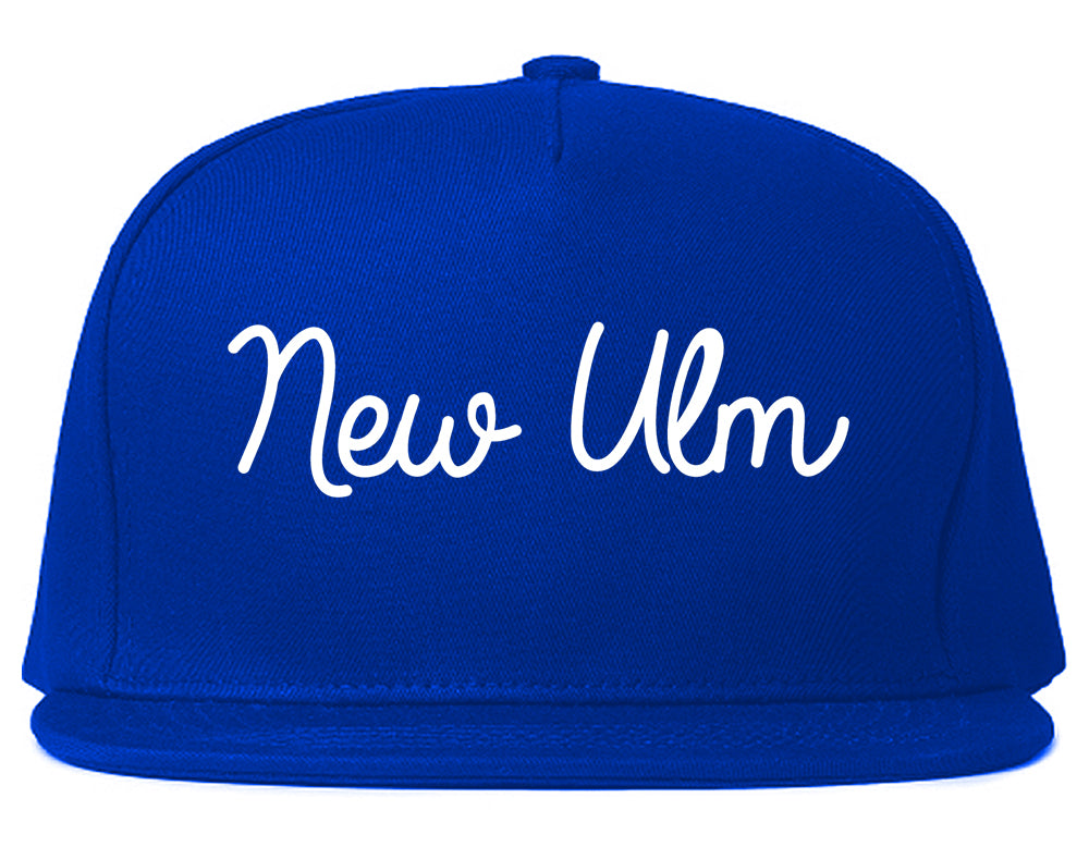 New Ulm Minnesota MN Script Mens Snapback Hat Royal Blue