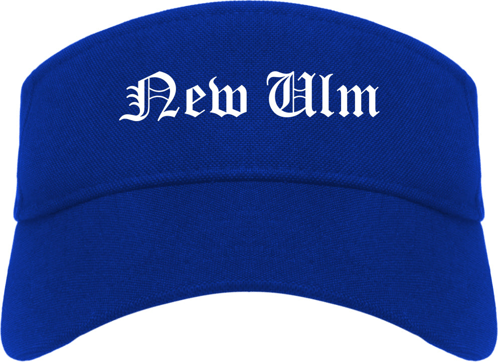 New Ulm Minnesota MN Old English Mens Visor Cap Hat Royal Blue
