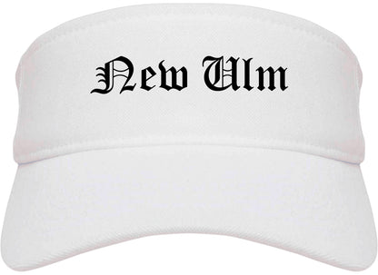 New Ulm Minnesota MN Old English Mens Visor Cap Hat White