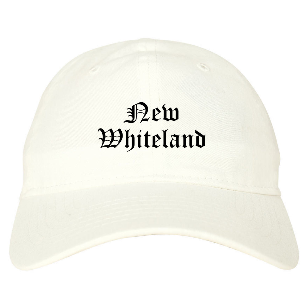 New Whiteland Indiana IN Old English Mens Dad Hat Baseball Cap White