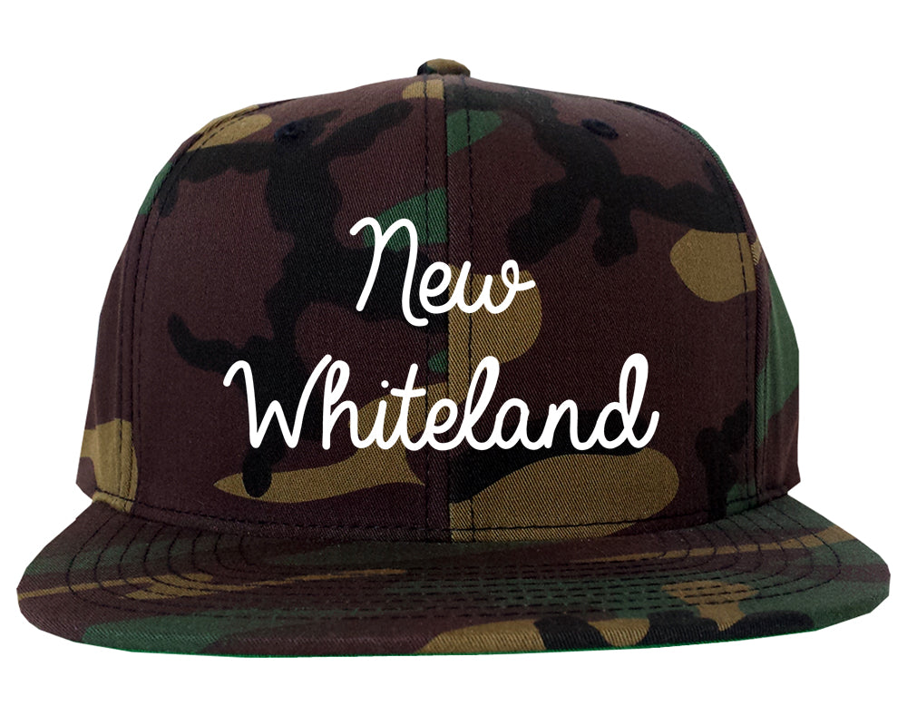 New Whiteland Indiana IN Script Mens Snapback Hat Army Camo