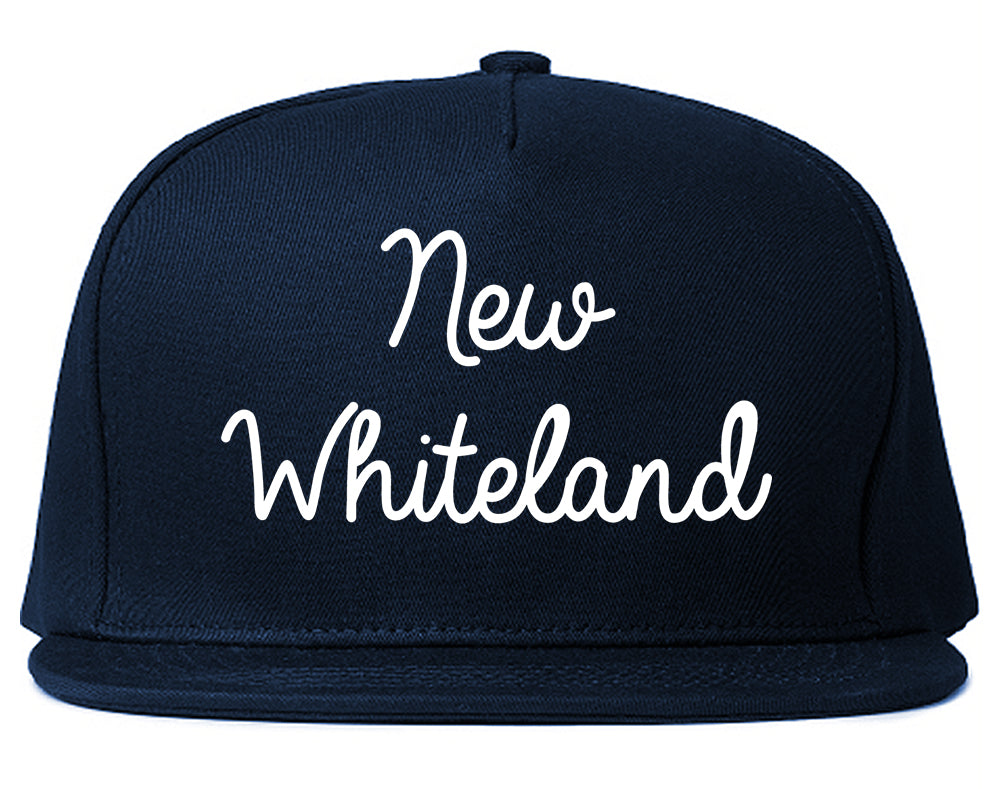 New Whiteland Indiana IN Script Mens Snapback Hat Navy Blue