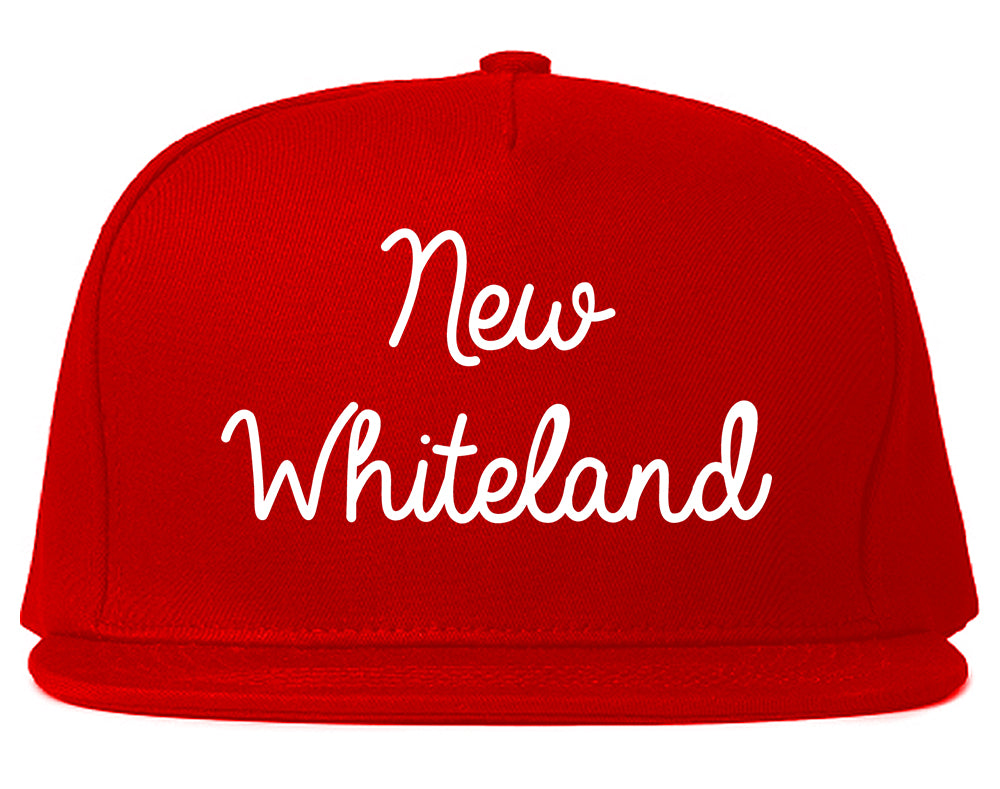 New Whiteland Indiana IN Script Mens Snapback Hat Red