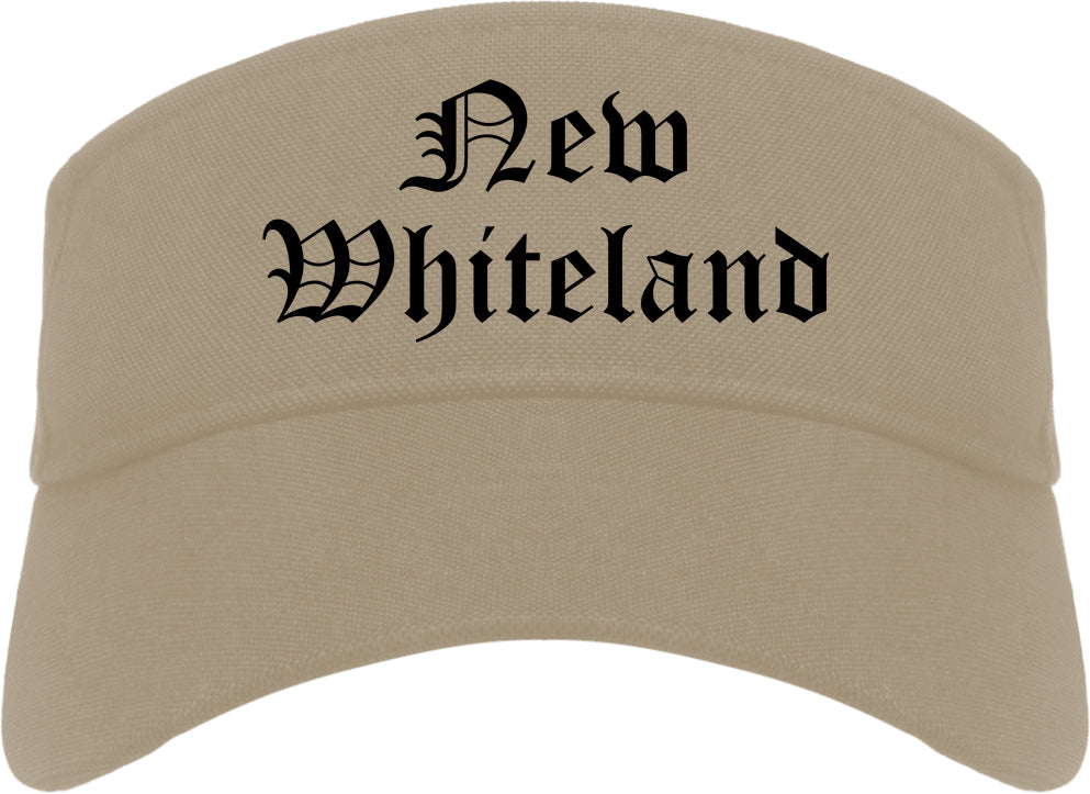 New Whiteland Indiana IN Old English Mens Visor Cap Hat Khaki
