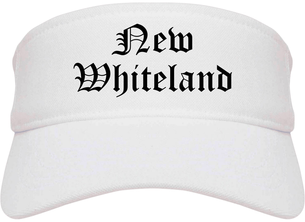 New Whiteland Indiana IN Old English Mens Visor Cap Hat White