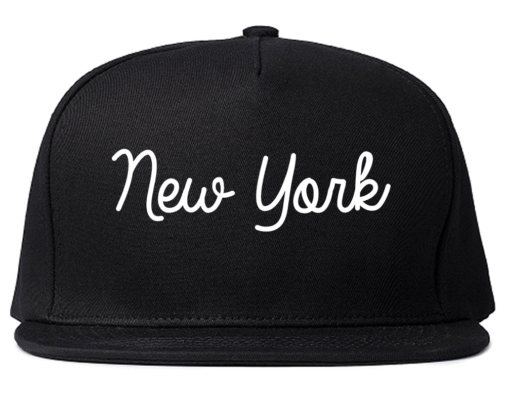 New York New York NY Script Mens Snapback Hat Black
