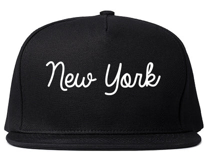 New York New York NY Script Mens Snapback Hat Black