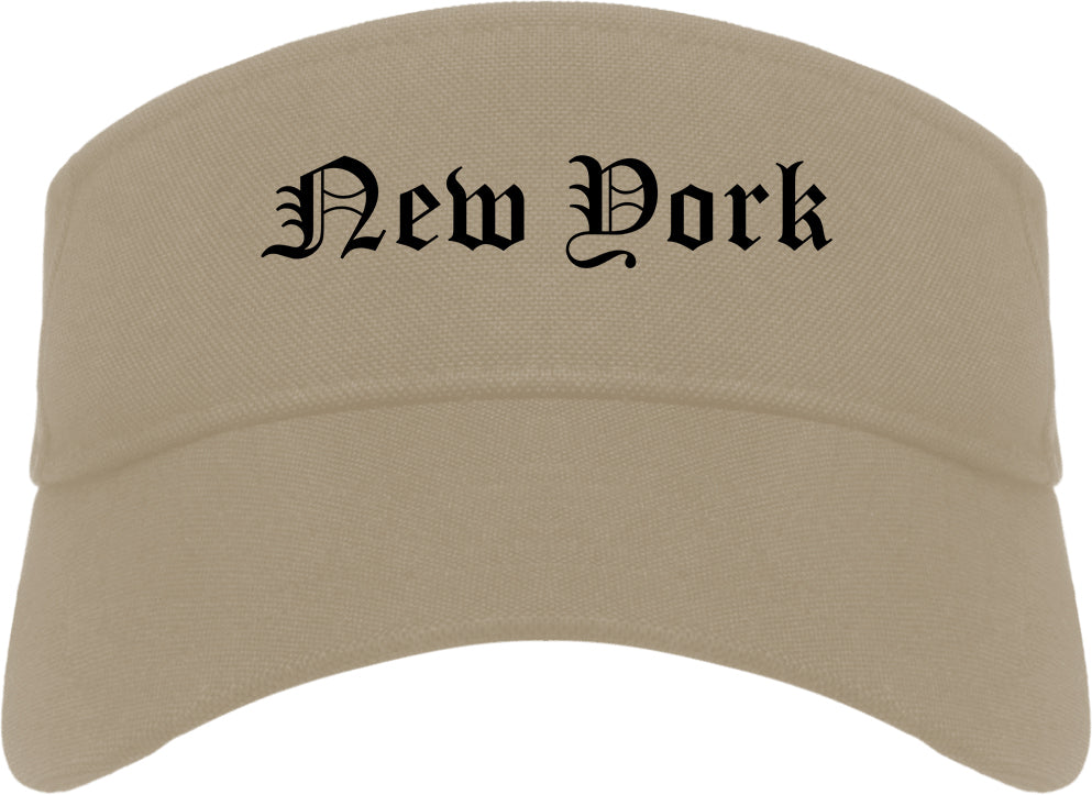 New York New York NY Old English Mens Visor Cap Hat Khaki