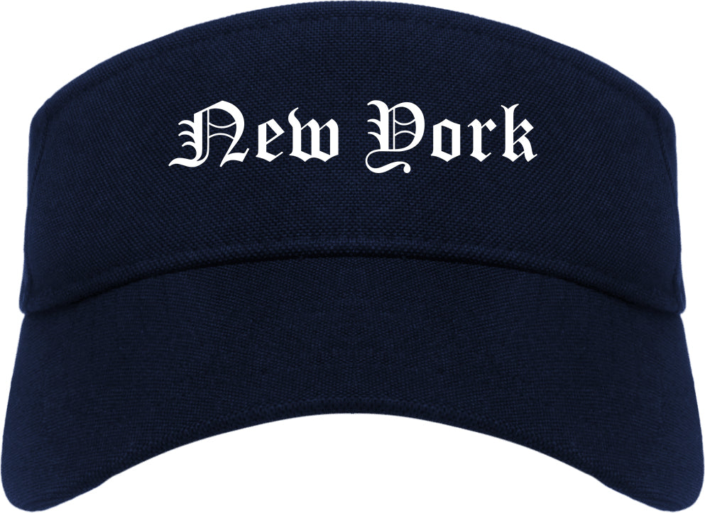 New York New York NY Old English Mens Visor Cap Hat Navy Blue