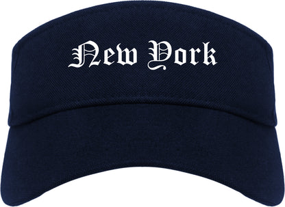 New York New York NY Old English Mens Visor Cap Hat Navy Blue