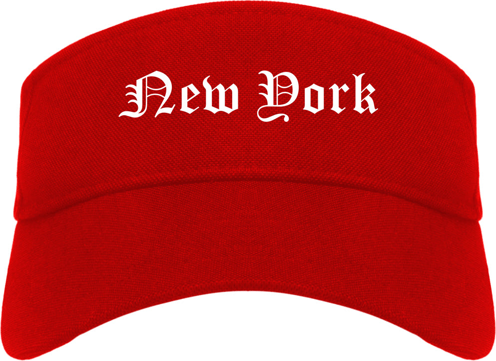 New York New York NY Old English Mens Visor Cap Hat Red