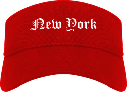 New York New York NY Old English Mens Visor Cap Hat Red