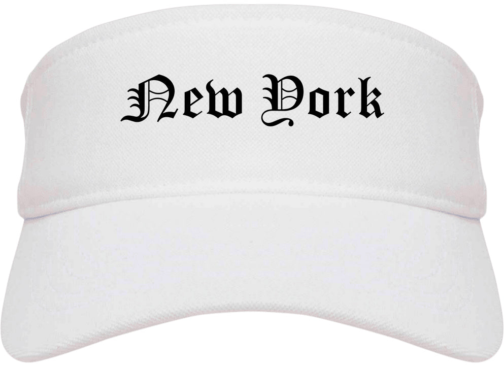 New York New York NY Old English Mens Visor Cap Hat White