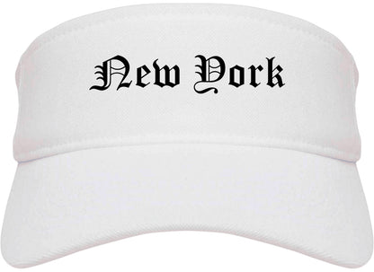New York New York NY Old English Mens Visor Cap Hat White