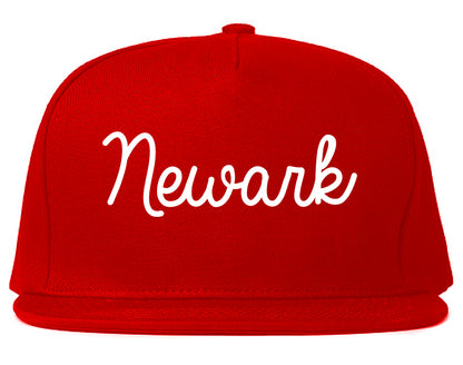 Newark New Jersey NJ Script Mens Snapback Hat Red
