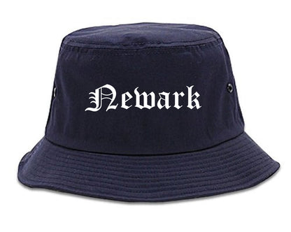 Newark New York NY Old English Mens Bucket Hat Navy Blue