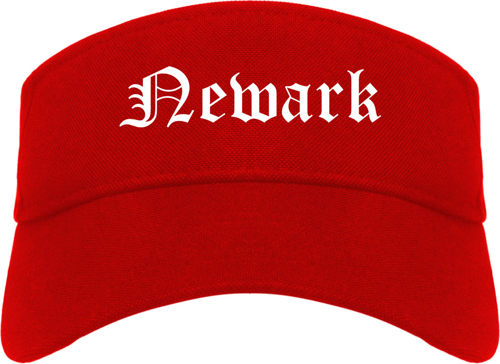 Newark Ohio OH Old English Mens Visor Cap Hat Red