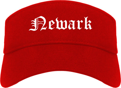 Newark Ohio OH Old English Mens Visor Cap Hat Red