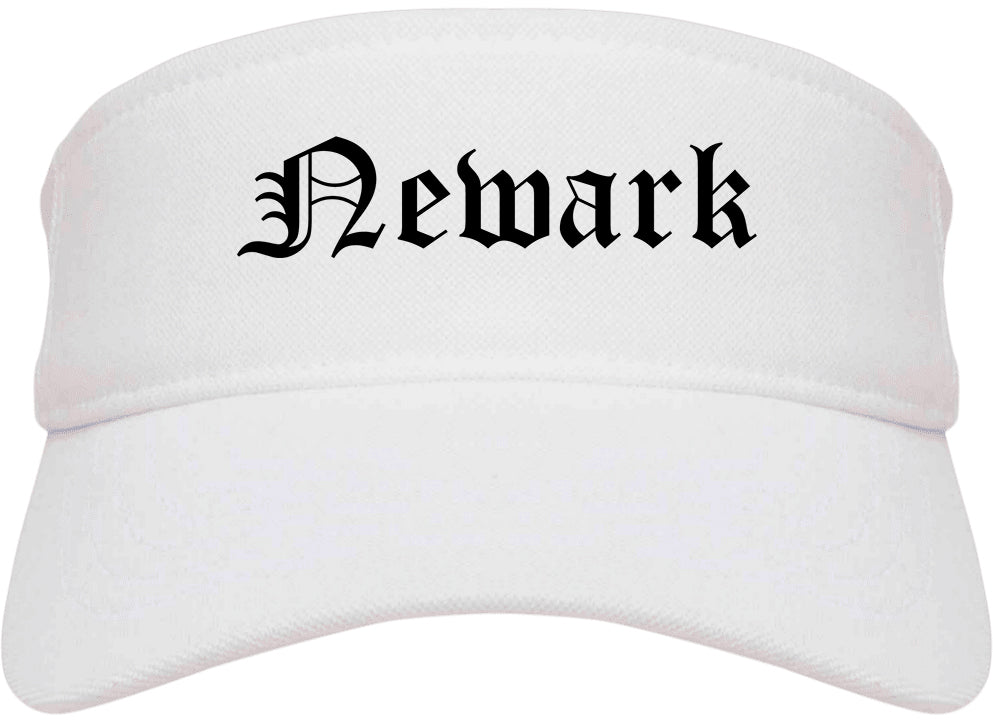 Newark Ohio OH Old English Mens Visor Cap Hat White