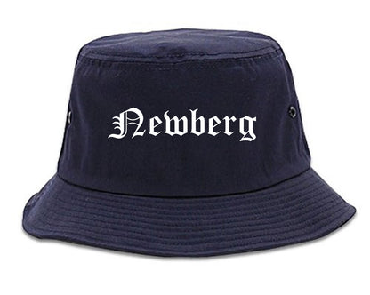 Newberg Oregon OR Old English Mens Bucket Hat Navy Blue
