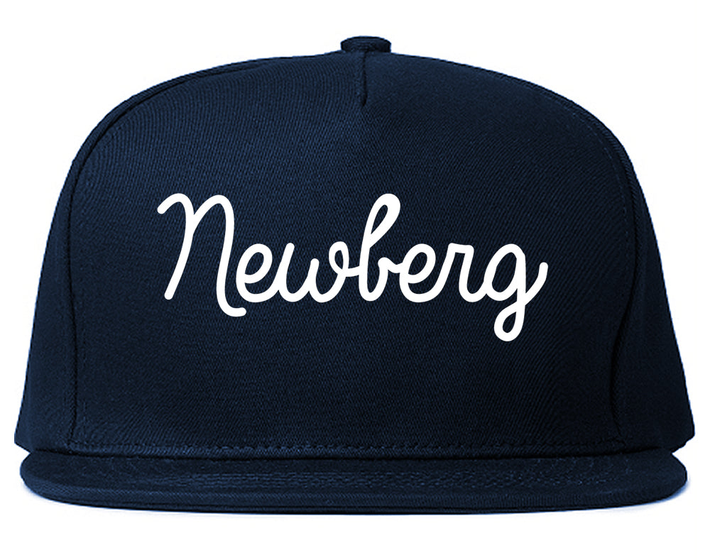 Newberg Oregon OR Script Mens Snapback Hat Navy Blue