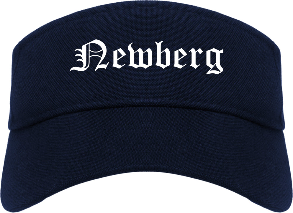 Newberg Oregon OR Old English Mens Visor Cap Hat Navy Blue