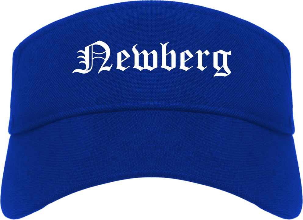 Newberg Oregon OR Old English Mens Visor Cap Hat Royal Blue