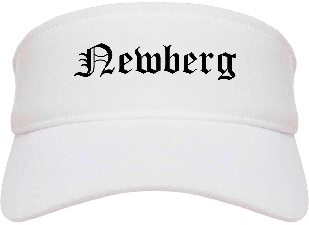 Newberg Oregon OR Old English Mens Visor Cap Hat White