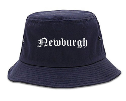 Newburgh New York NY Old English Mens Bucket Hat Navy Blue