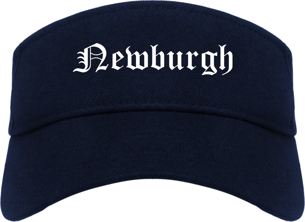 Newburgh New York NY Old English Mens Visor Cap Hat Navy Blue