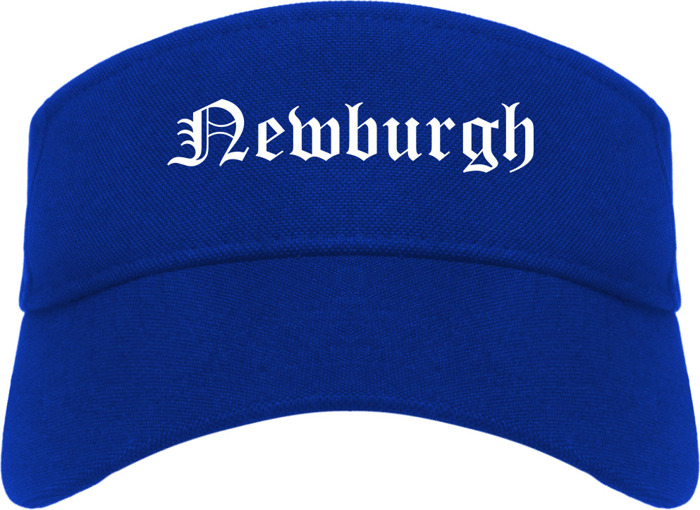 Newburgh New York NY Old English Mens Visor Cap Hat Royal Blue
